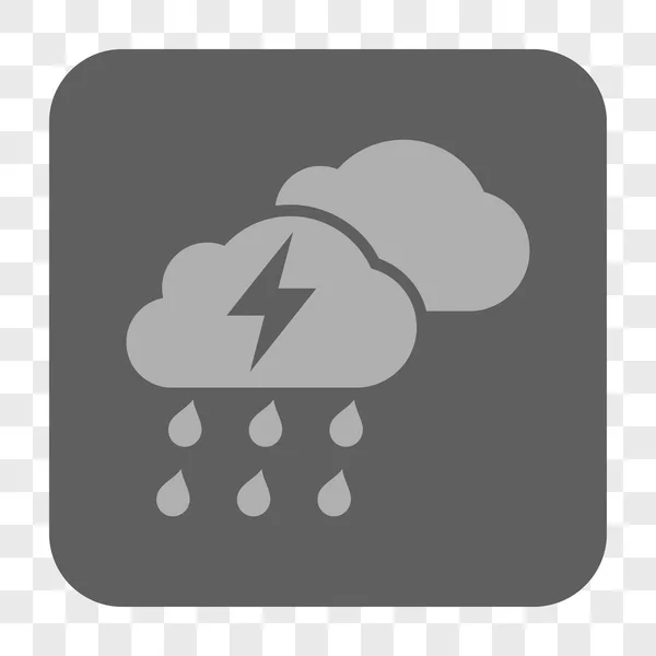 Thunderstorm Clouds Rounded Square Button — Stock Vector