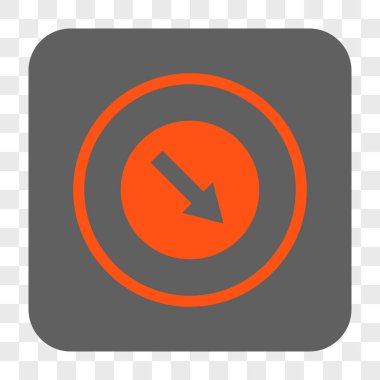 Aşağı doğru yuvarlak ok yuvarlak kare düğme