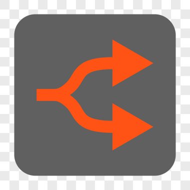 Bölünmüş oklar sağ yuvarlak kare düğme