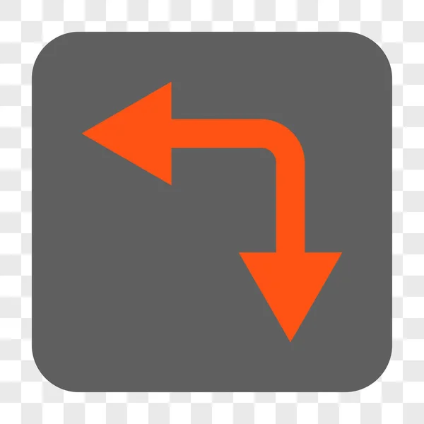 Flecha de bifurcación izquierda abajo botón cuadrado redondeado — Vector de stock
