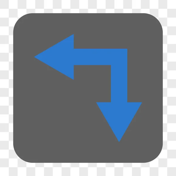 分岐矢印左下丸みを帯びた正方形ボタン — ストックベクタ