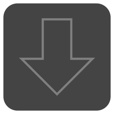 Düz aşağı ok vektör simgesi kare