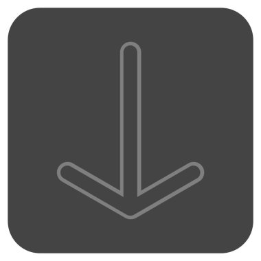 Düz aşağı ok vektör simgesi kare