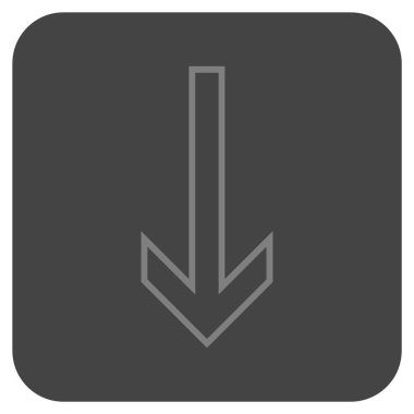 Düz aşağı ok vektör simgesi kare
