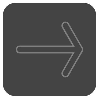 Ok sağ düz vektör simgesi kare