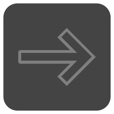 Ok sağ düz vektör simgesi kare