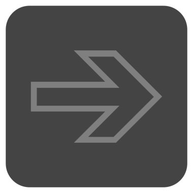 Ok sağ düz vektör simgesi kare