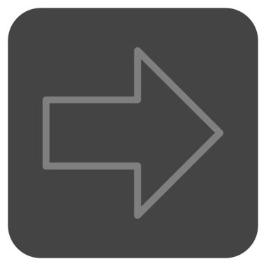 Ok sağ düz vektör simgesi kare