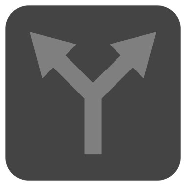 Düz yukarı çatallanma ok vektör simgesi kare