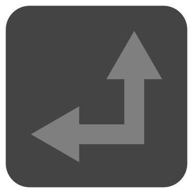 Bifurkasyon ok sol düz vektör simgesi kare.