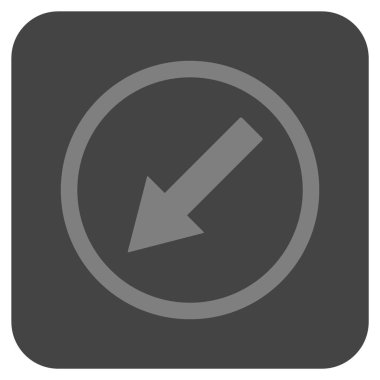 Yuvarlak aşağı sol ok düz kare vektör simgesi