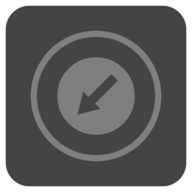 Yuvarlak aşağı sol ok düz kare vektör simgesi