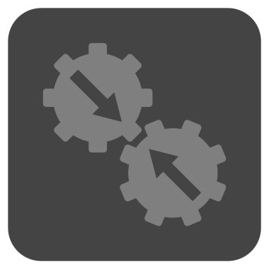 Dişli Tümleştirme düz kare vektör simgesi