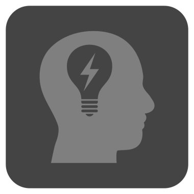 Kafası ampul düz kare vektör simgesi