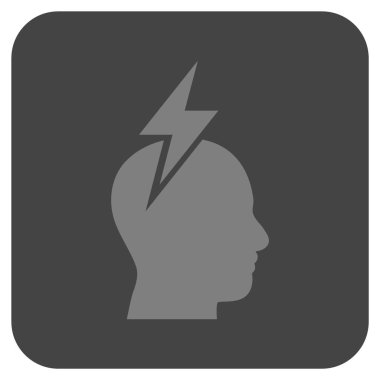 Baş ağrısı düz kare vektör simgesi