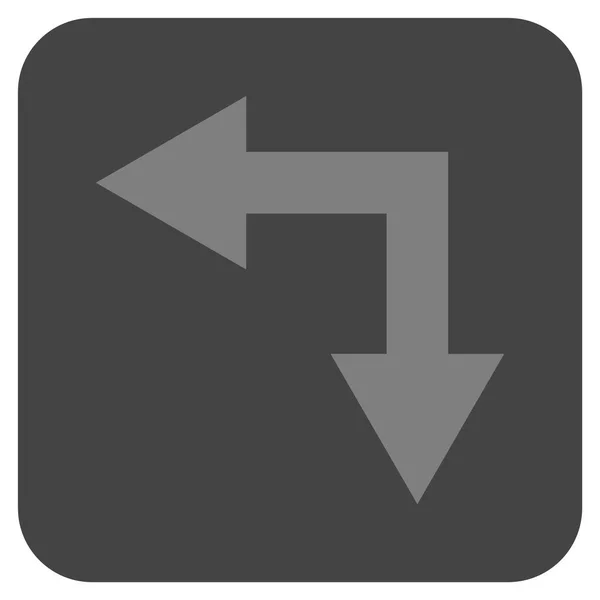 Bifurcação seta esquerda para baixo plana vetor quadrado ícone — Vetor de Stock