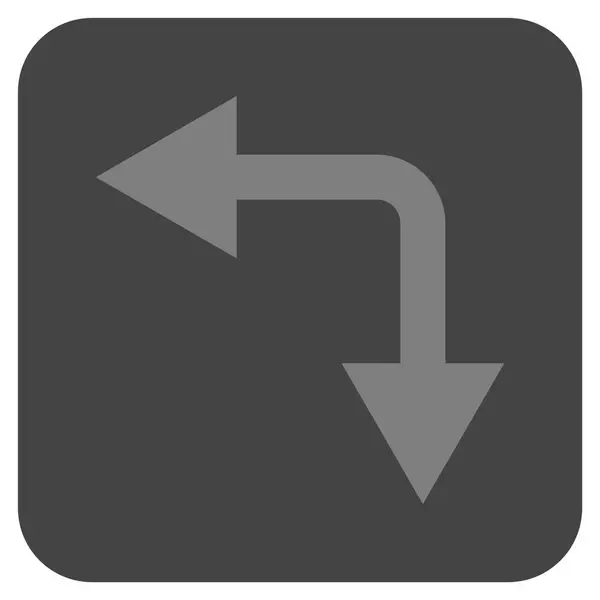 Bifurkation pil vänster fyrkant ner platt vektor symbol — Stock vektor