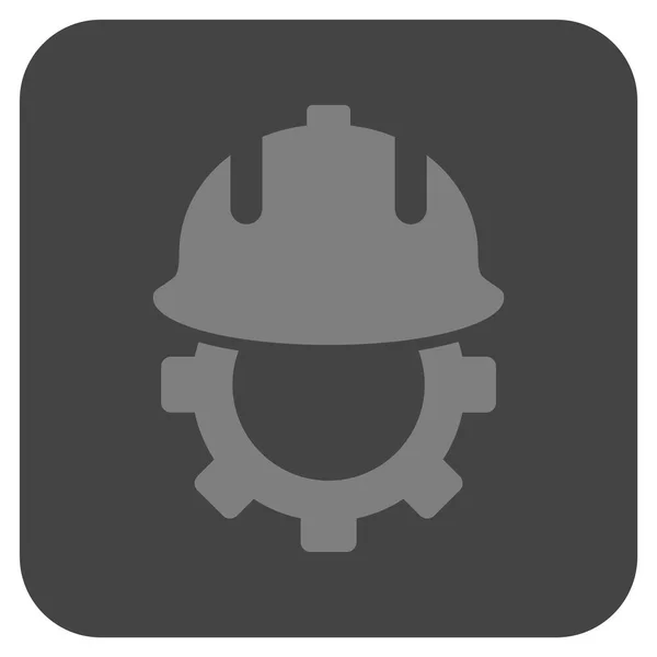 Desenvolvimento capacete plana quadrado vetor ícone —  Vetores de Stock