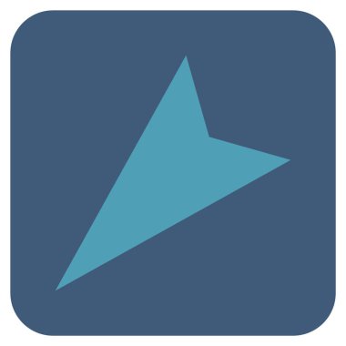 Ok ucu sol aşağı düz kare vektör simgesi