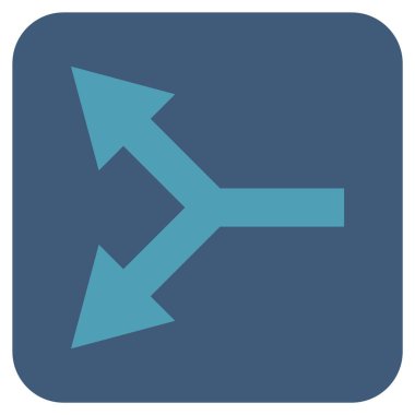 Düz yaptı çatallanma ok vektör simgesi kare