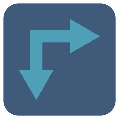 Vektör simge çatallanma ok sağ aşağı düz kare