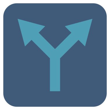 Düz yukarı çatallanma ok vektör simgesi kare