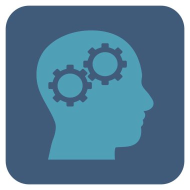 Beyin vites düz kare vektör simgesi