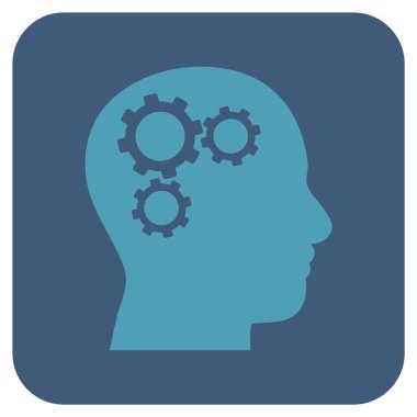 Beyin vites düz kare vektör simgesi