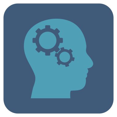 Beyin vites düz kare vektör simgesi