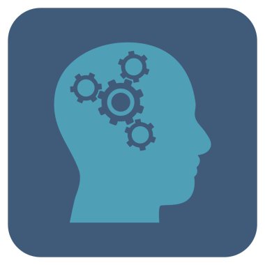 Beyin mekanik düz kare vektör simgesi