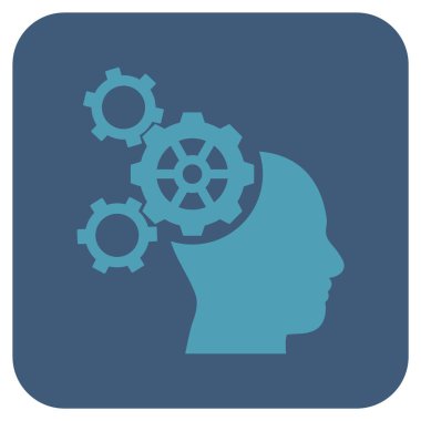 Beyin mekanik düz kare vektör simgesi