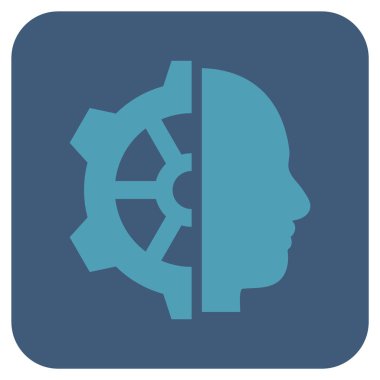 Cyborg vites düz kare vektör simgesi