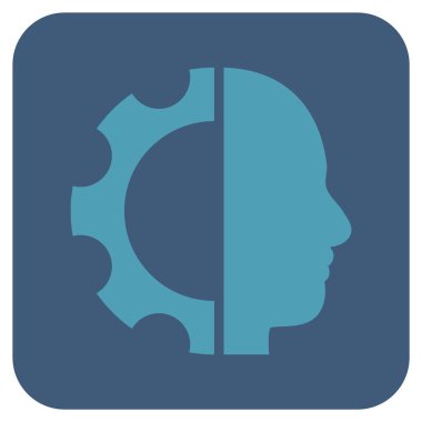 Cyborg vites düz kare vektör simgesi