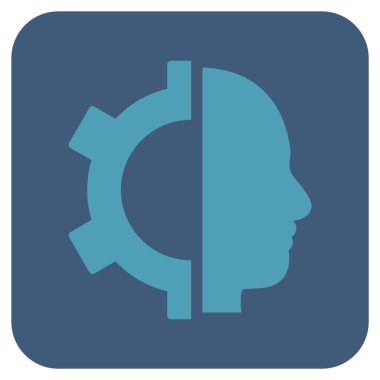 Cyborg vites düz kare vektör simgesi