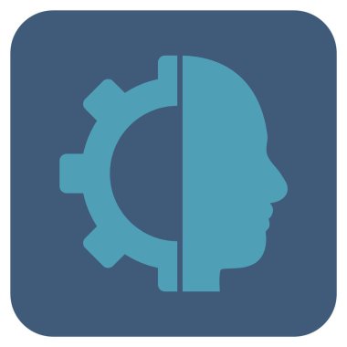 Cyborg vites düz kare vektör simgesi