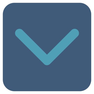 Düz aşağı yön vektör simgesi kare