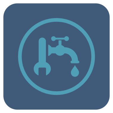 Sıhhi tesisat düz kare vektör simgesi