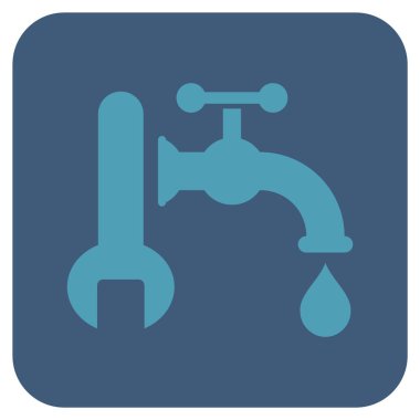 Sıhhi tesisat düz kare vektör simgesi