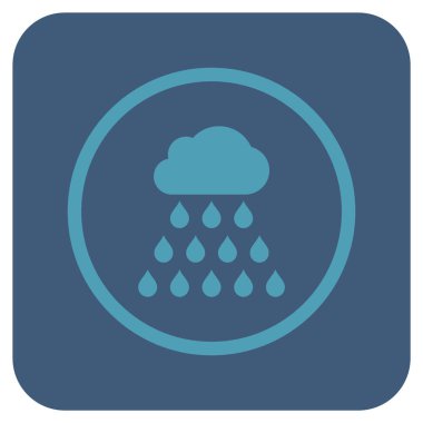 Yağmur bulutu düz kare vektör simgesi