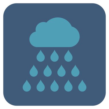 Yağmur bulutu düz kare vektör simgesi