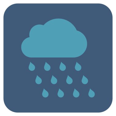 Yağmur bulutu düz kare vektör simgesi