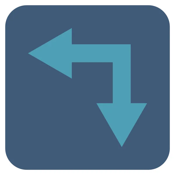 Flecha de bifurcación izquierda abajo plano cuadrado Vector icono — Vector de stock
