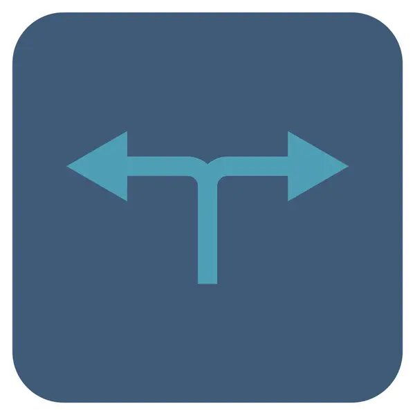 Flechas de bifurcación izquierda derecha plana cuadrada Vector icono — Vector de stock