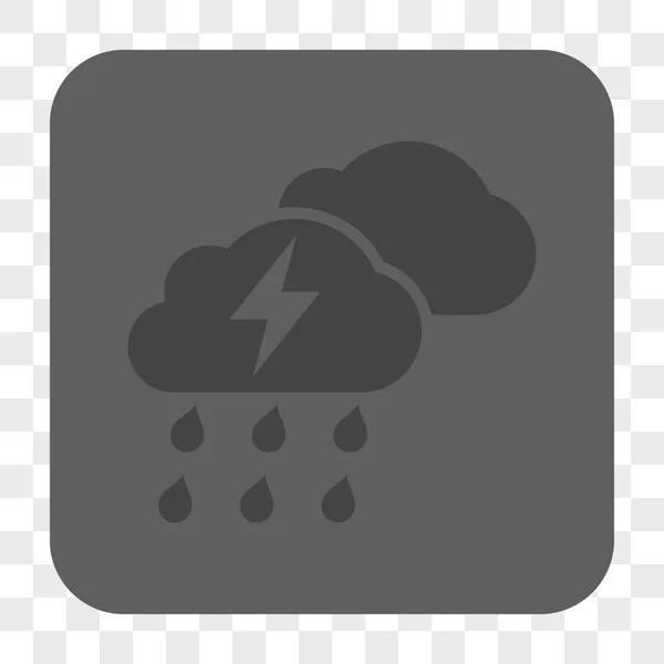 Thunderstorm Clouds Rounded Square Button — Stock Vector