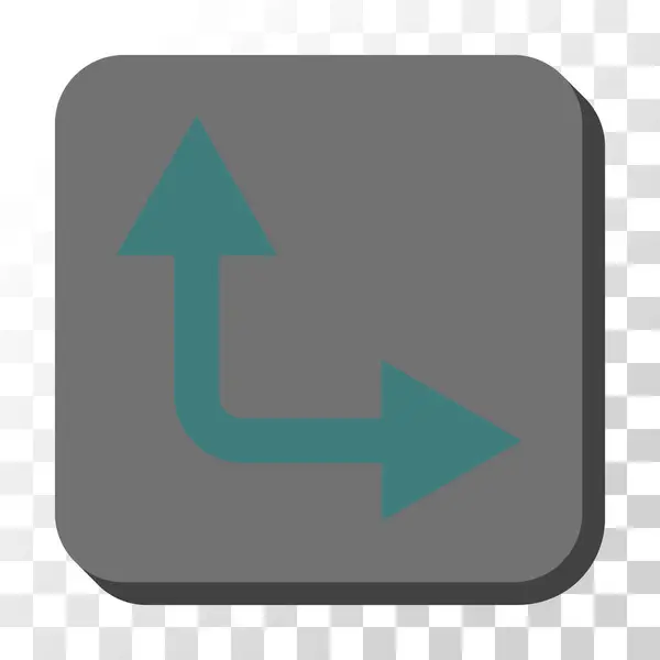丸みを帯びた正方形ベクトル ボタンを右分岐矢印 — ストックベクタ