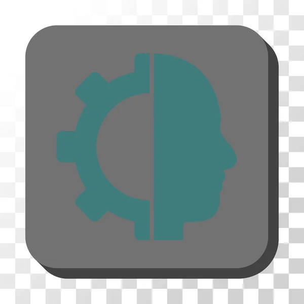 Cyborg Gear afgerond vierkant Vector knop — Stockvector