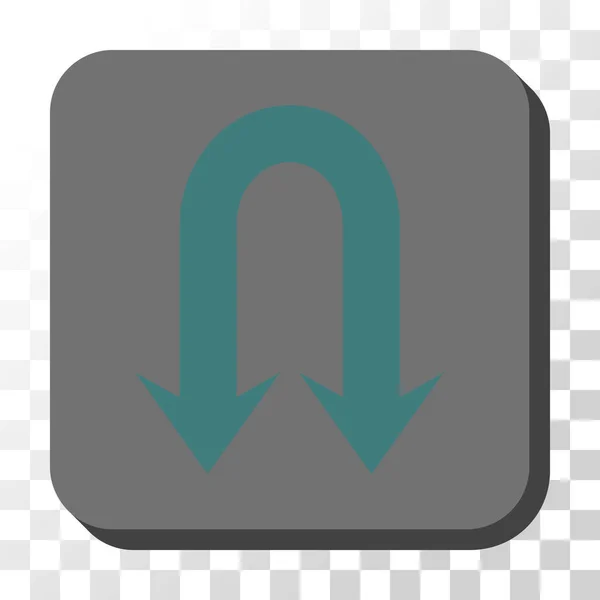 Double flèche arrière arrondie bouton vectoriel carré — Image vectorielle