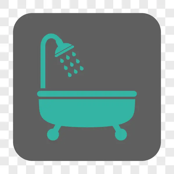 Shower Bath Rounded Square Button — Stock Vector