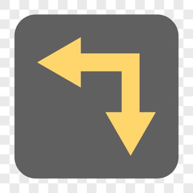 Bifurkasyon ok sol aşağı kare düğme yuvarlak