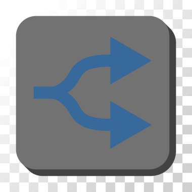 Bölünmüş oklar sağ yuvarlak kare vektör düğmesi